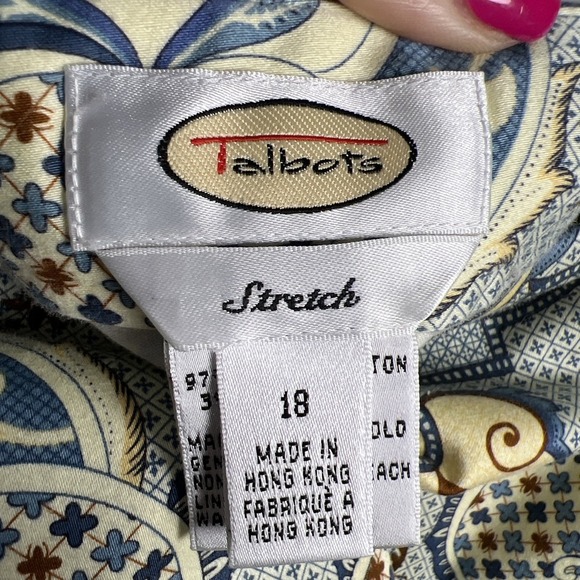 Talbots Victorian Print Stretch Cotton Pencil Skirt Women's Size 18 - Picture 2 of 7
